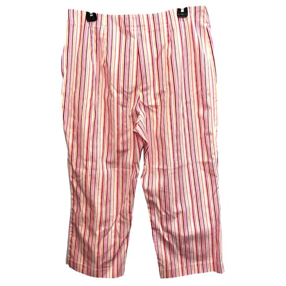 Appleseeds Womens Striped Cropped Pants Size 16 Cotton/Spandex Blend Pink/White - Picture 2 of 3